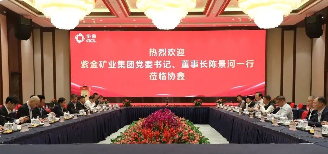 紫金矿业集团董事长陈景河、乐冠体育董事长王文胜等一行赴协鑫集团访问交流